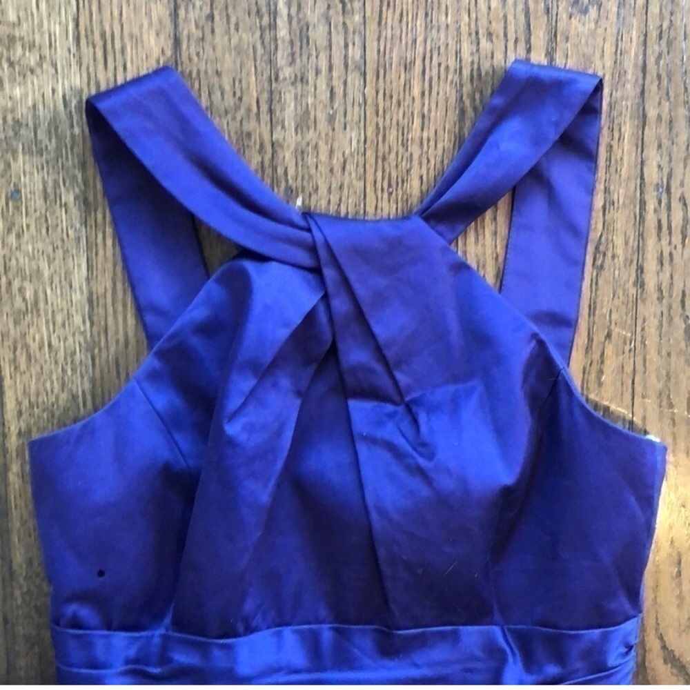 David's Bridal Purple Empire Waist Twist Halter Sleeveless Dress 10 Bridesmaids - Picture 5 of 7